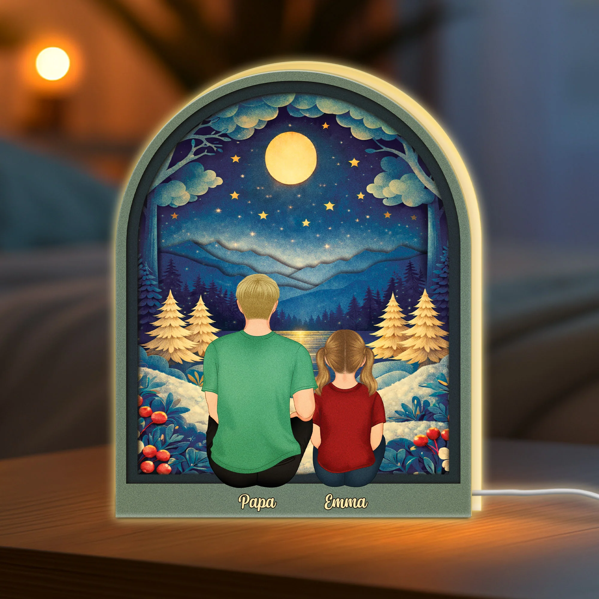 [Effet d'impression 3D] Lightbox Personnalisable - Papa Maman Et Enfant Ensemble - Image 2
