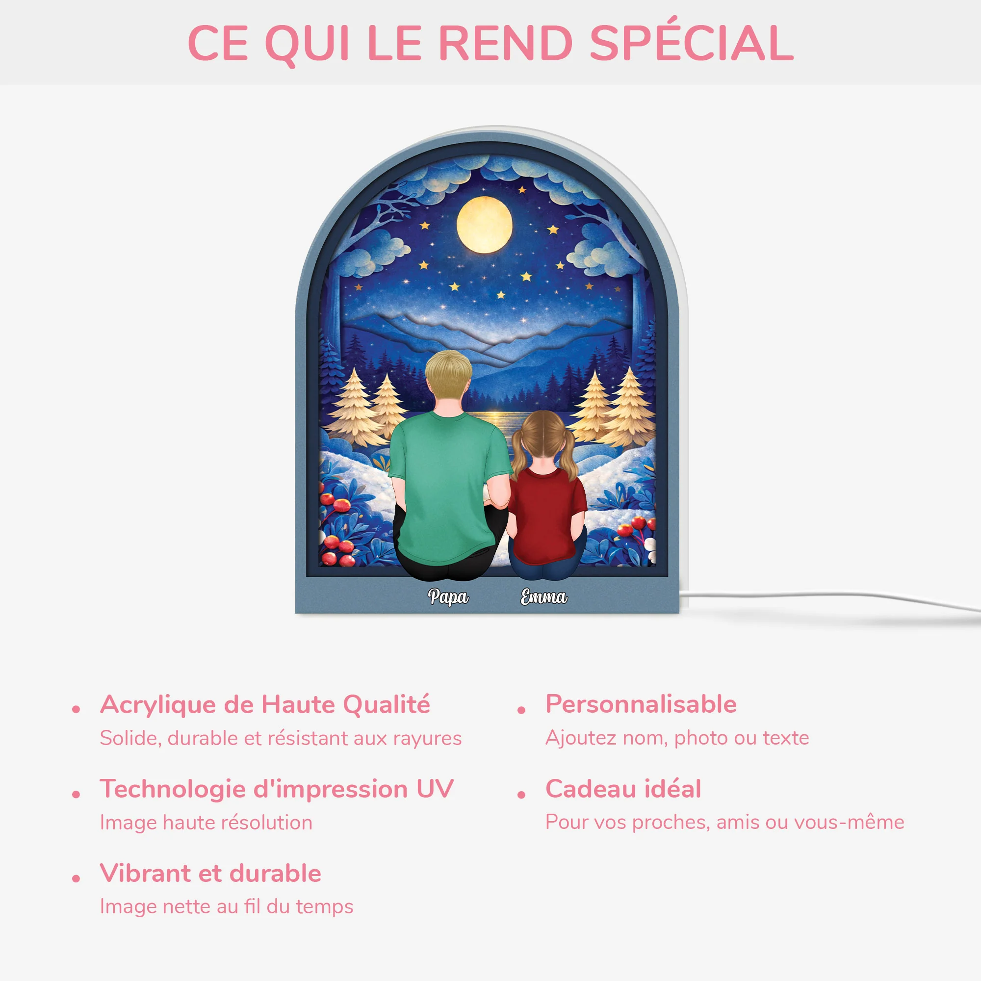 [Effet d'impression 3D] Lightbox Personnalisable - Papa Maman Et Enfant Ensemble - Image 4