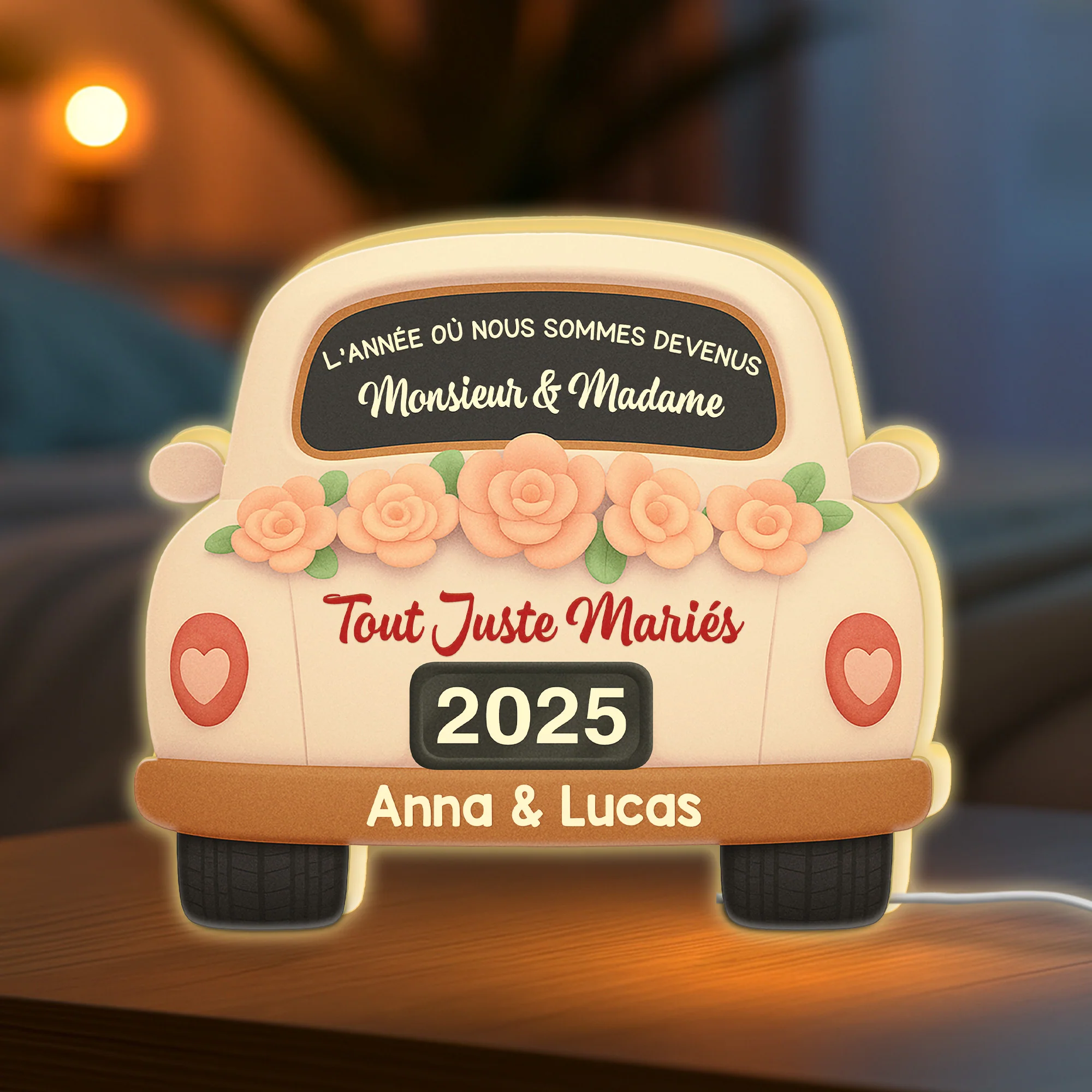 [Effet d'impression 3D] Lightbox Personnalisable Pour Couple - Année De Notre Mariage - Image 2