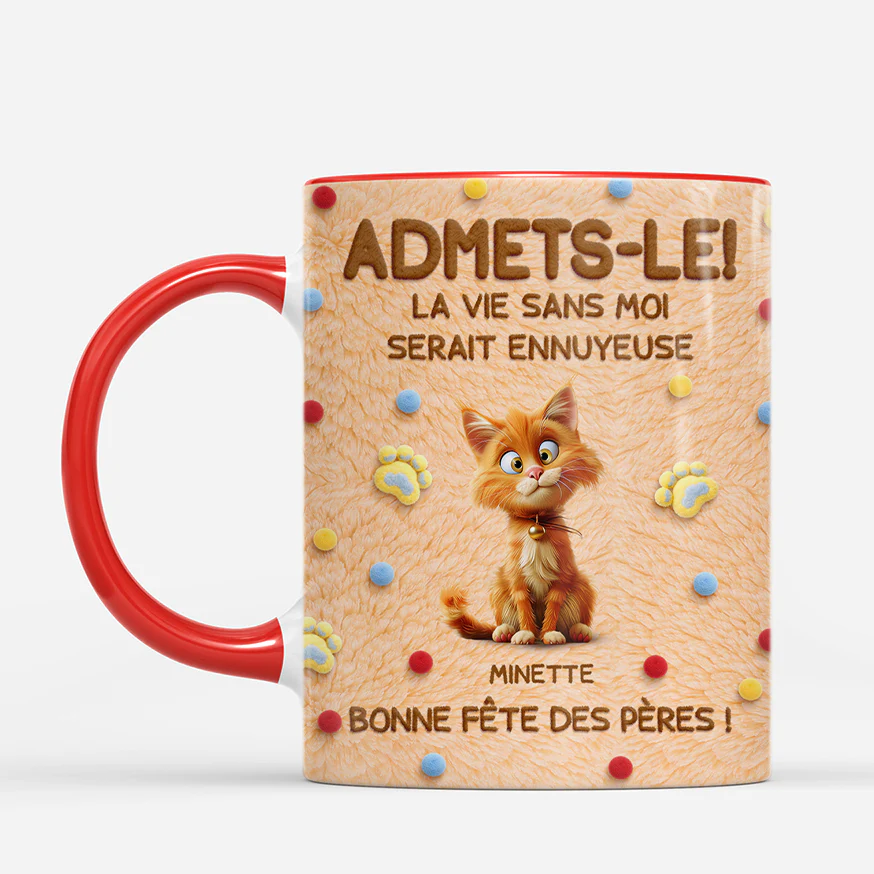 [Effet d'impression 3D] Mug Chat Personnalisé - La Vie Sans Nous Serait Ennuyeuse - Image 2