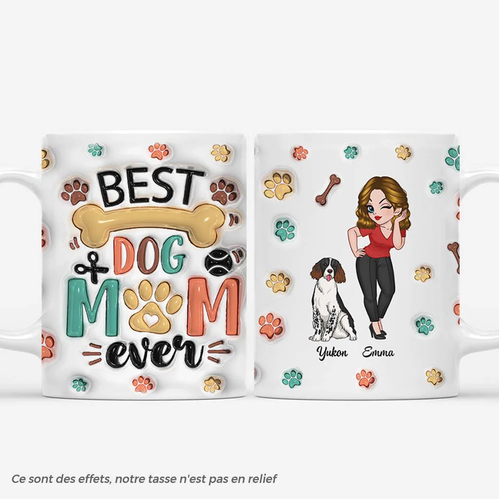 [Effet d'Impression 3D] Mug Personnalisé Fête Des Mères - Meilleure Maman Chien
