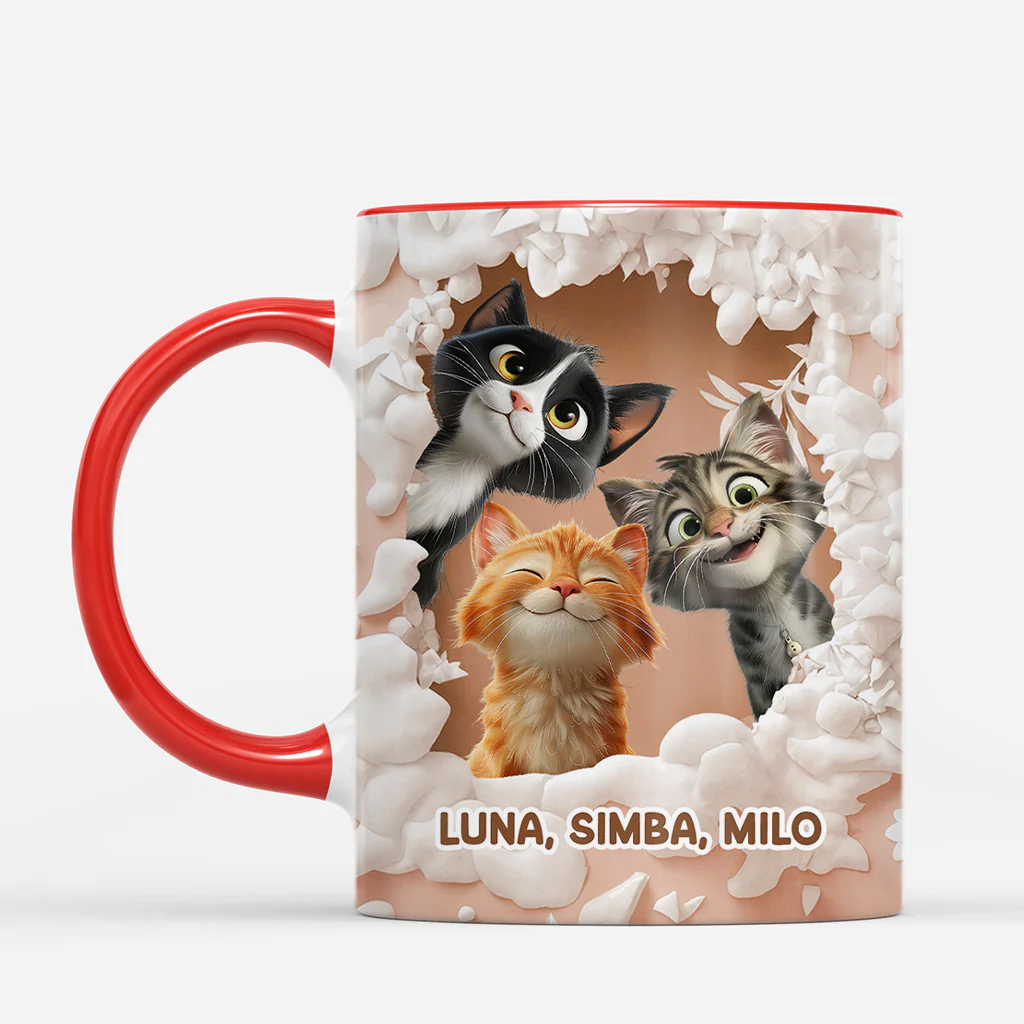 [Effet d'impression 3D] Mug De Noël Personnalisé - Chat Dans La Neige - Image 2