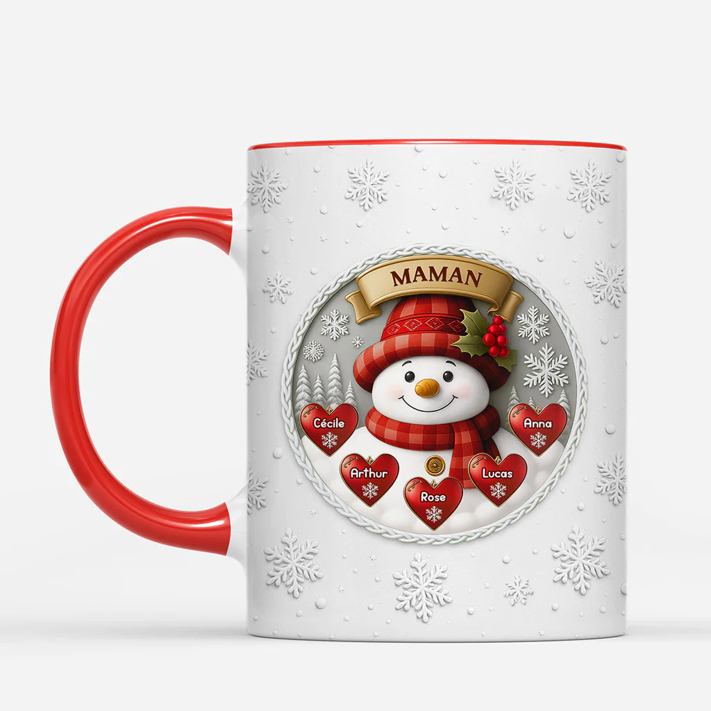 [Effet d'impression 3D] Mug De Noël Personnalisé - Mamie Bonhomme De Neige - Image 2