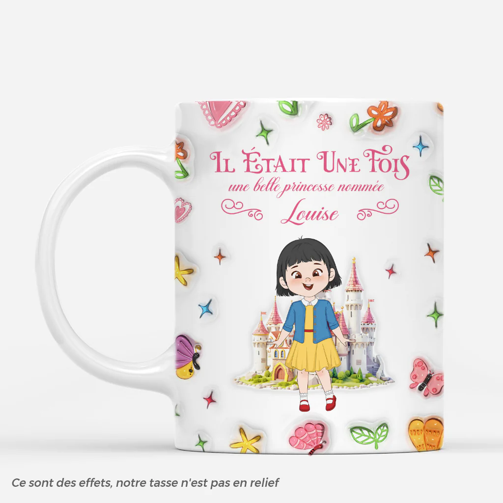 [Effet d'impression 3D] Mug Personnalisé Enfant - Une Belle Princesse