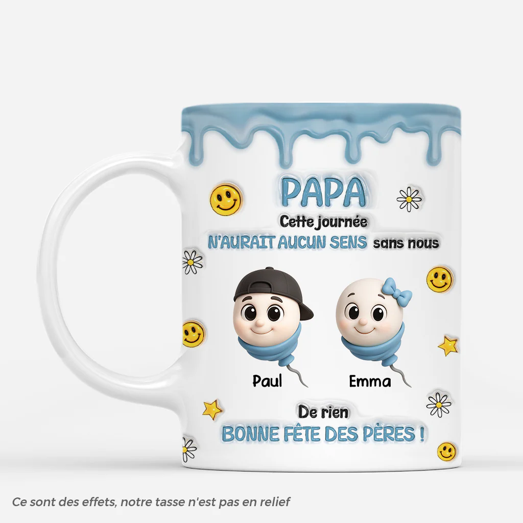 [Effet d'Impression 3D] Mug Personnalisé Fête Des Pères Humour - La Vie Ennuyeuse Sans Nous
