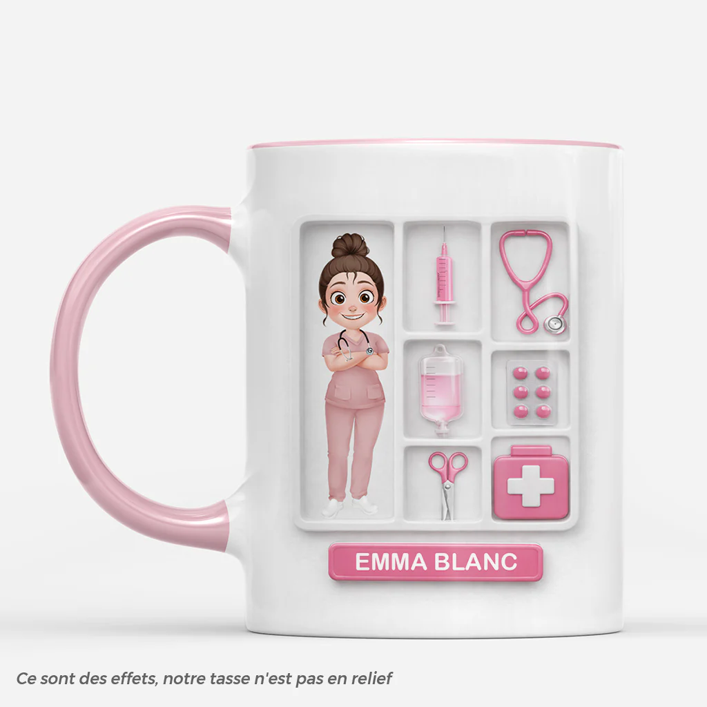 [Effet d'impression 3D] Tasse Personnalisée Infirmiere | Cadeau Original Pour Infirmiere