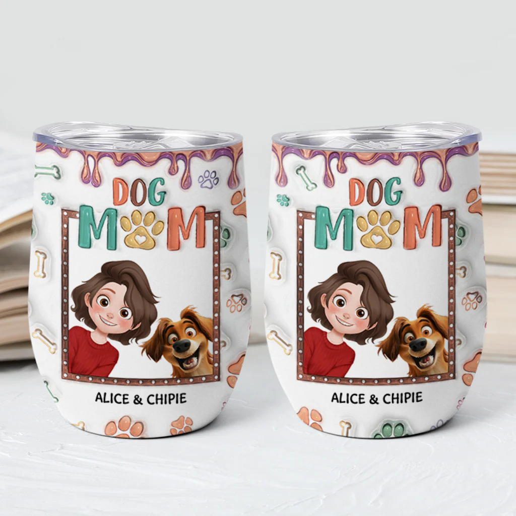 [Effet d'Impression 3D] Cadeau Personnalisé Chien | Mug Isotherme 355ml Maman Chien Mignonne - Image 2
