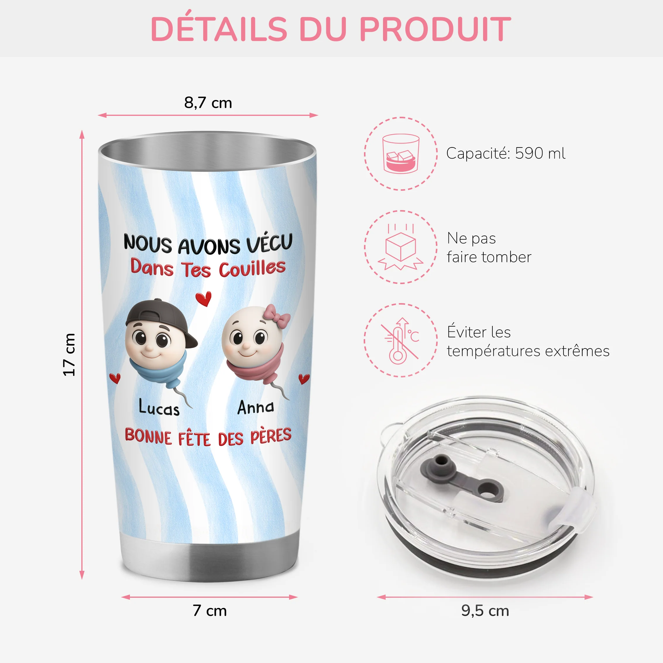 [Effet d'Impression 3D] Mug Isotherme Personnalisé Pour Papa Maman - Cadeau Fête Des Pères - Image 3