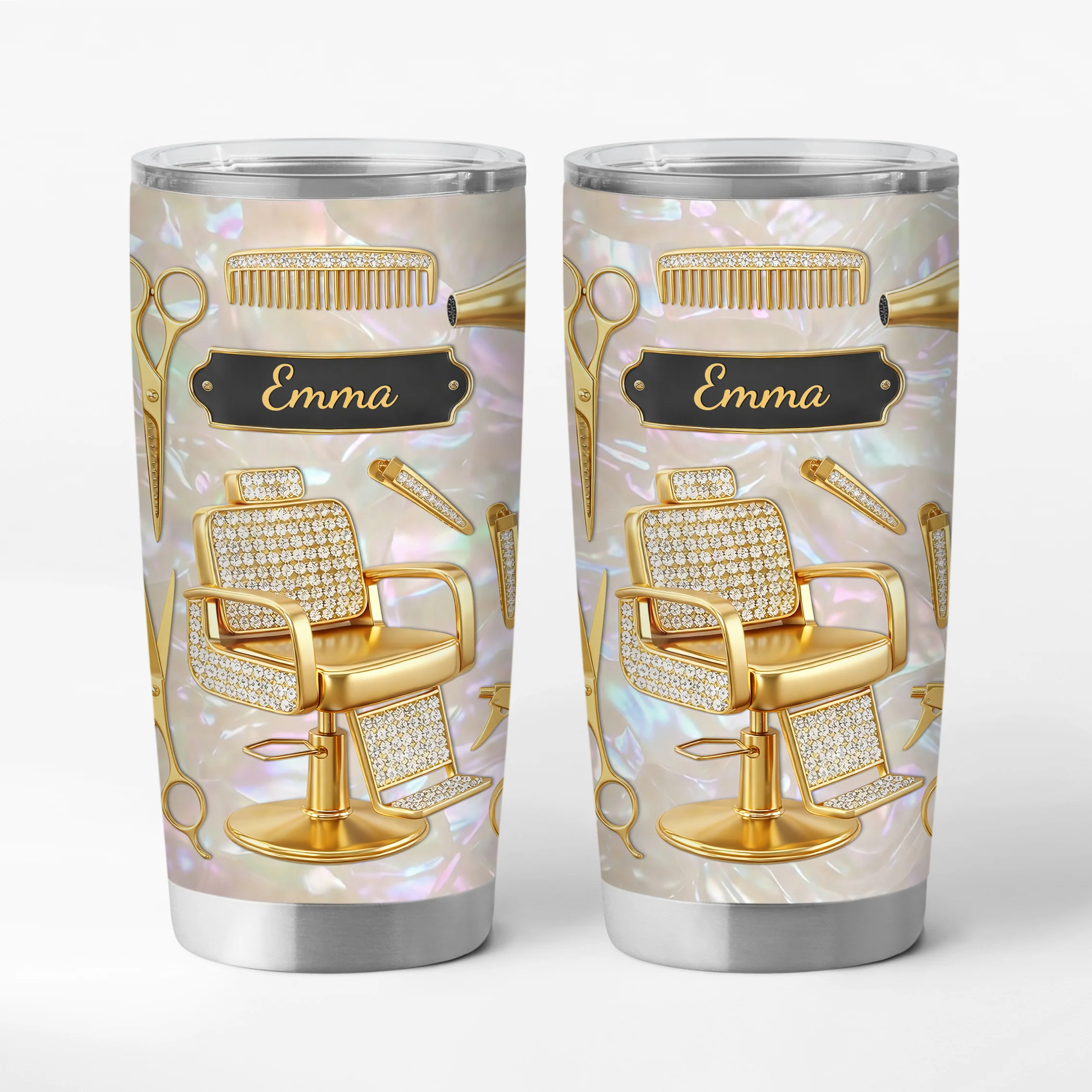 [Effet d'impression 3D] Mug Isotherme Personnalisé Prénom - Cadeau Barbier Pour Homme Femme