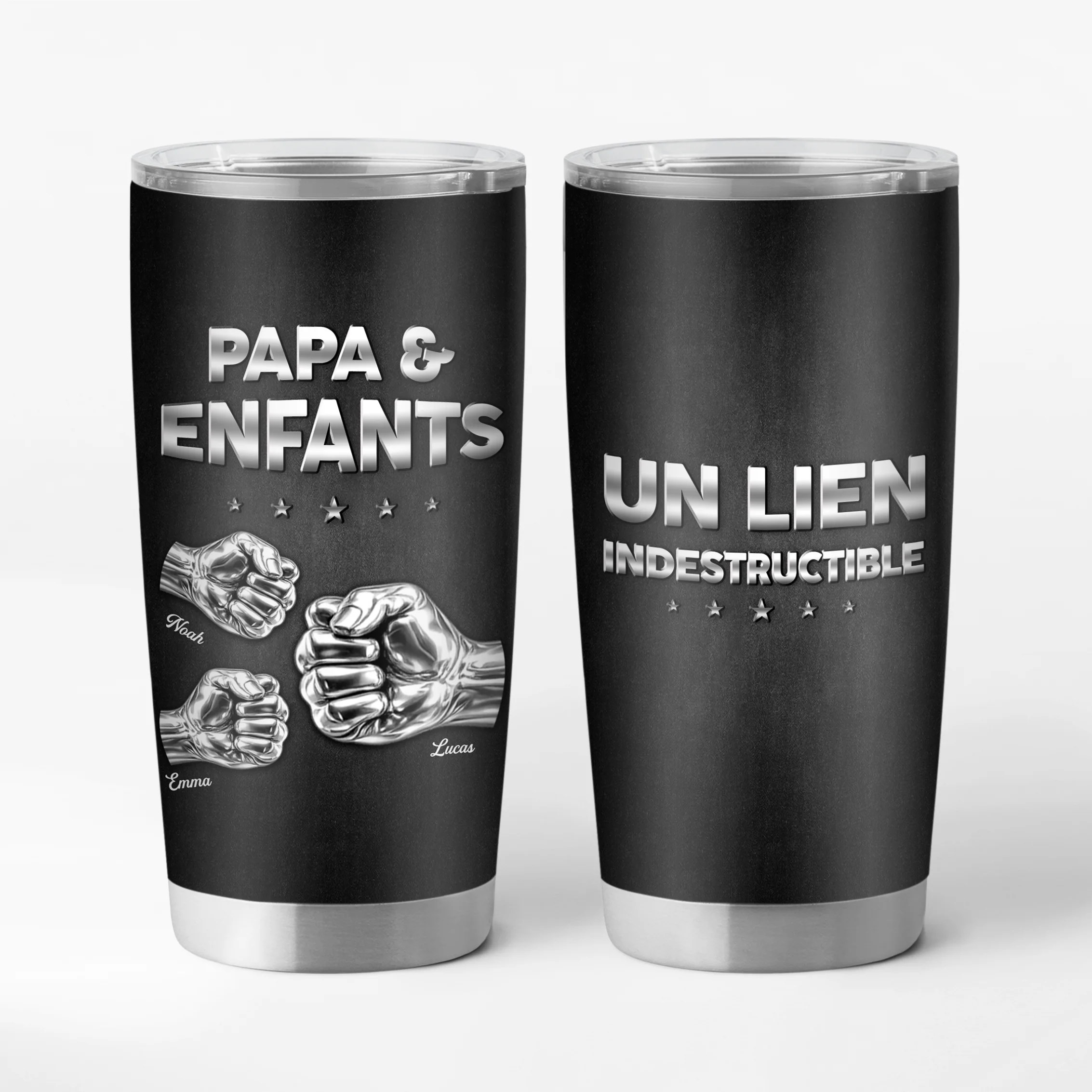 [Effet d'impression 3D] Mug Isotherme Personnalisé Texte - Un Lien Entre Papy Papa Et Fils