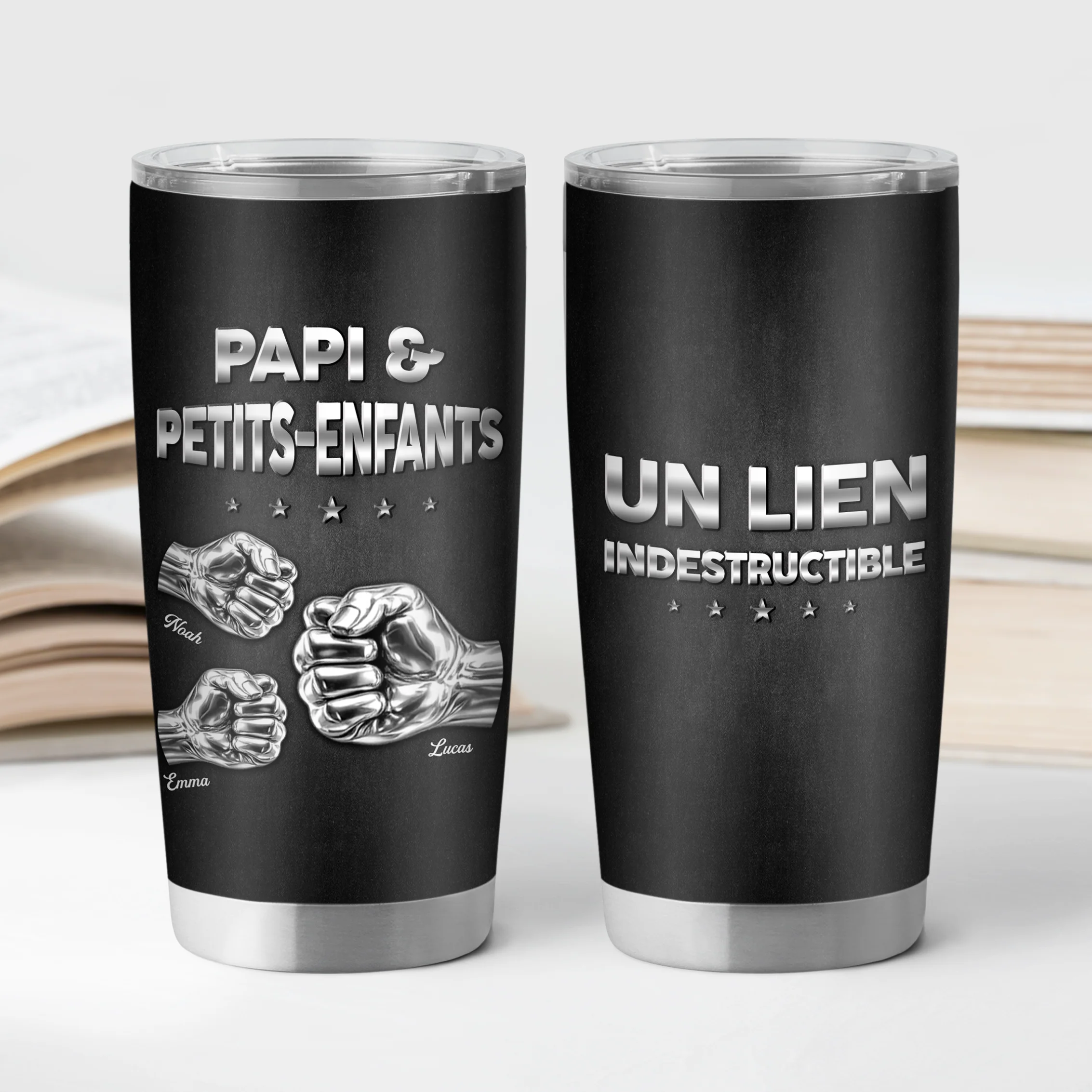 [Effet d'impression 3D] Mug Isotherme Personnalisé Texte - Un Lien Entre Papy Papa Et Fils - Image 2