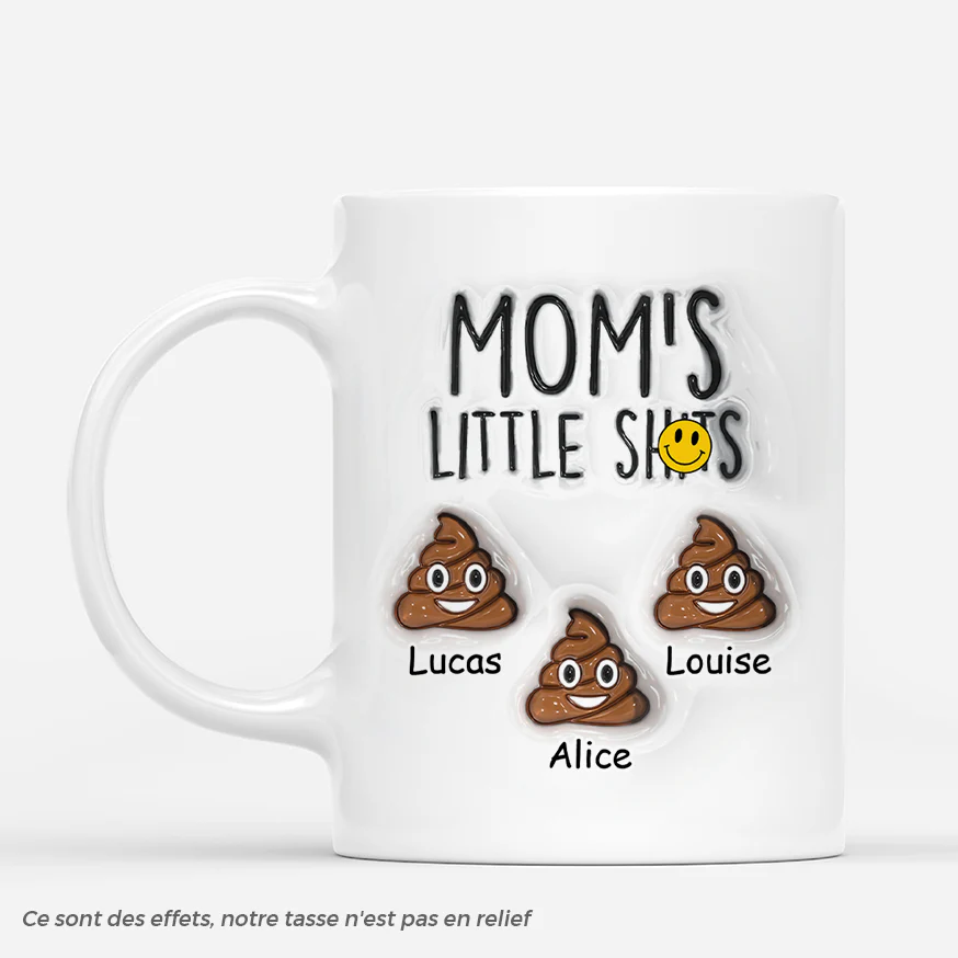[Effet d'Impression 3D] Mug Personnalisé Maman Humour - Les Petites Merdes