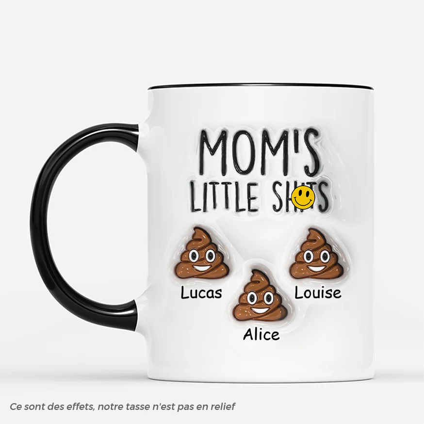 [Effet d'Impression 3D] Mug Personnalisé Maman Humour - Les Petites Merdes - Image 2