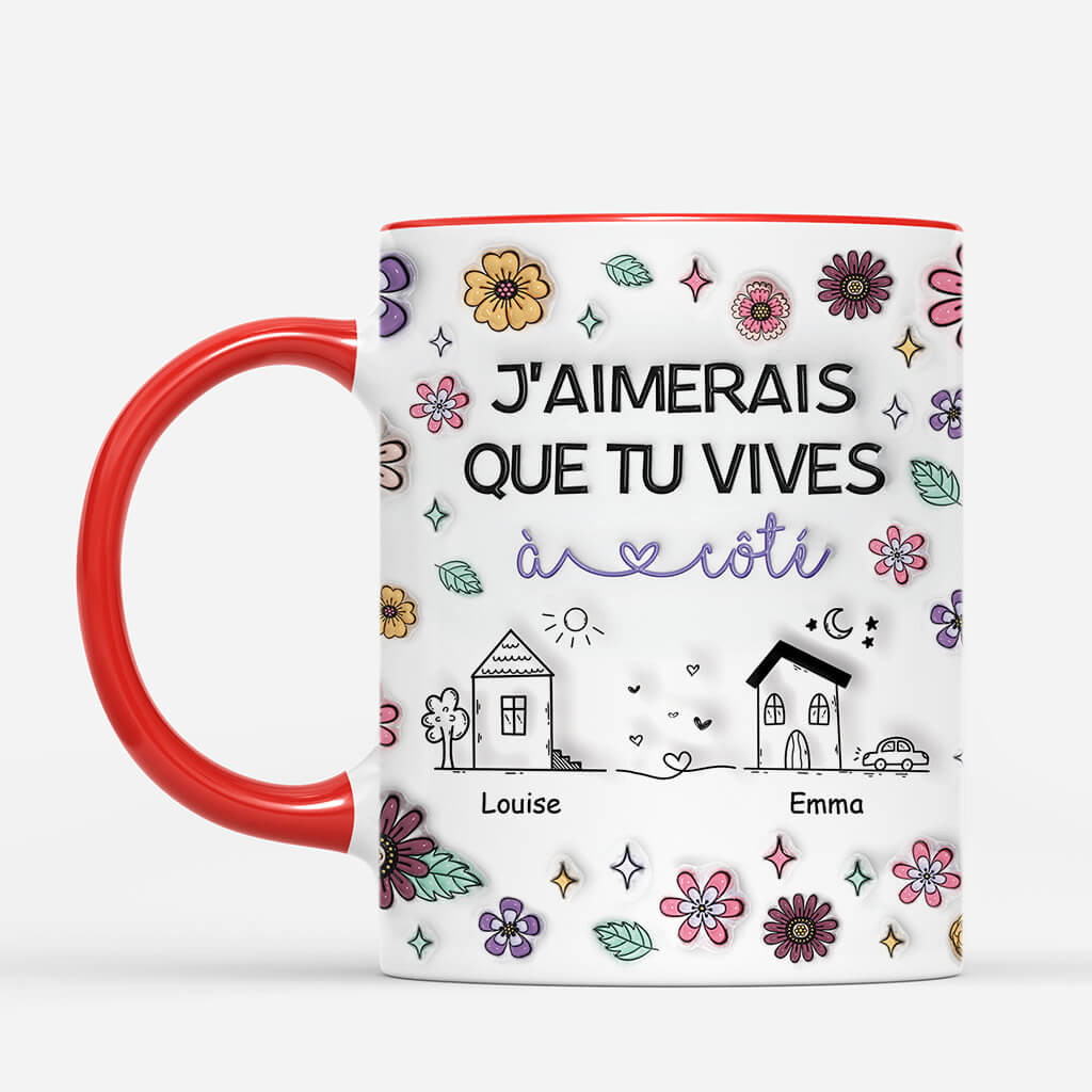 [Effet d'Impression 3D] Tasse personnalisée amies - Vivre À Côté - Fleurs D'Amitié - Image 2