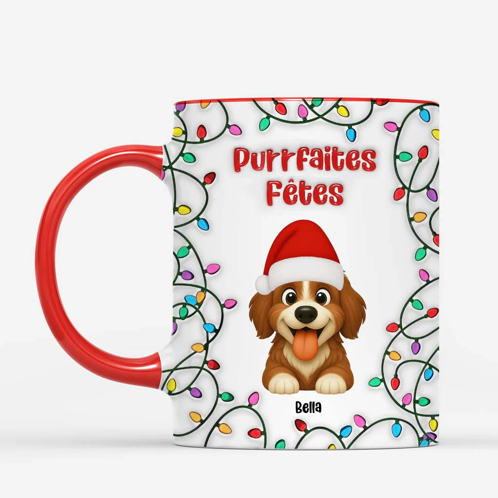 [Effet d'impression 3D] Mug Noël Personnalisé - Lumières De Noël Et Mon Chien - Image 2