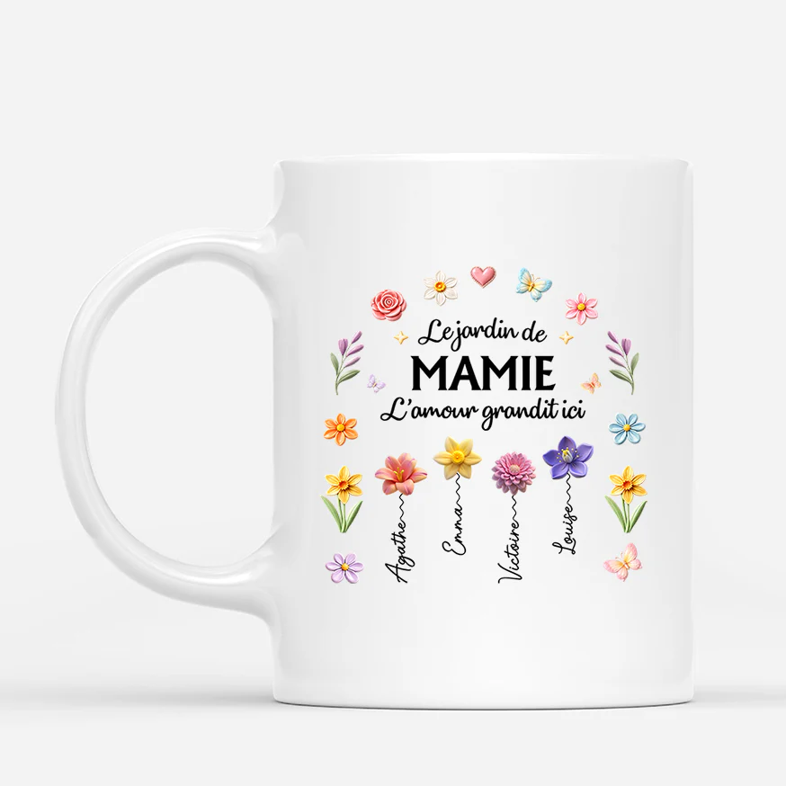 [Effet d'Impression 3D]Mug Fête des Mères Personnalisable - Le Jardin De Maman / Mamie