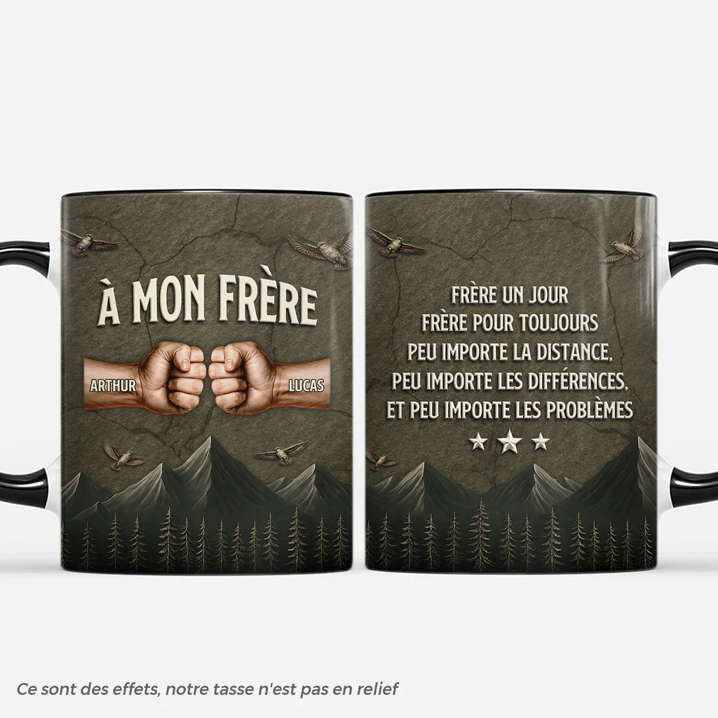 [Effet d'impression 3D] Mug Frère Un Jour Frère Toujours - Cadeau Personnalisé Homme