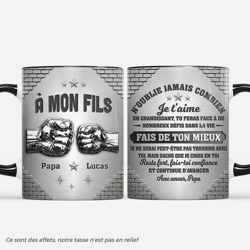 [Effet d'Impression 3D] Mug Personnalisé Avec Prénom - À Mon Fils/Petit-fils/Fille/Petite-fille Je Crois En Toi