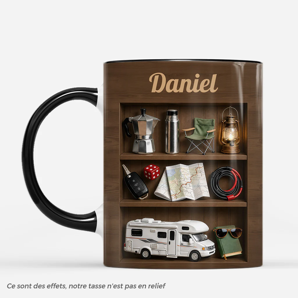 [Effet d'impression 3D] Mug Personnalisé Avec Prénom - Cadeau Camping Original Pour Femme/Homme