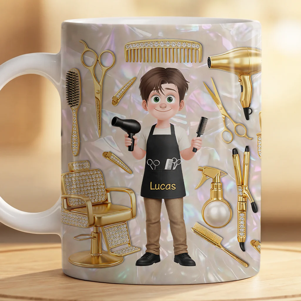 [Effet d'impression 3D] Mug Personnalisé Avec Prénom Et Dessin - Cadeau Coiffeuse - Image 2
