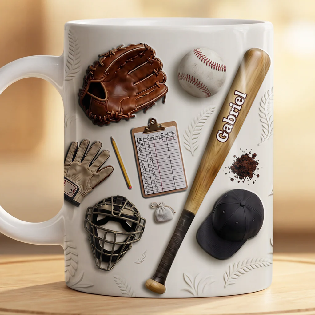 [Effet d'impression 3D] Mug Personnalisé Avec Prénom Homme/Femme - Cadeau Baseball - Image 2