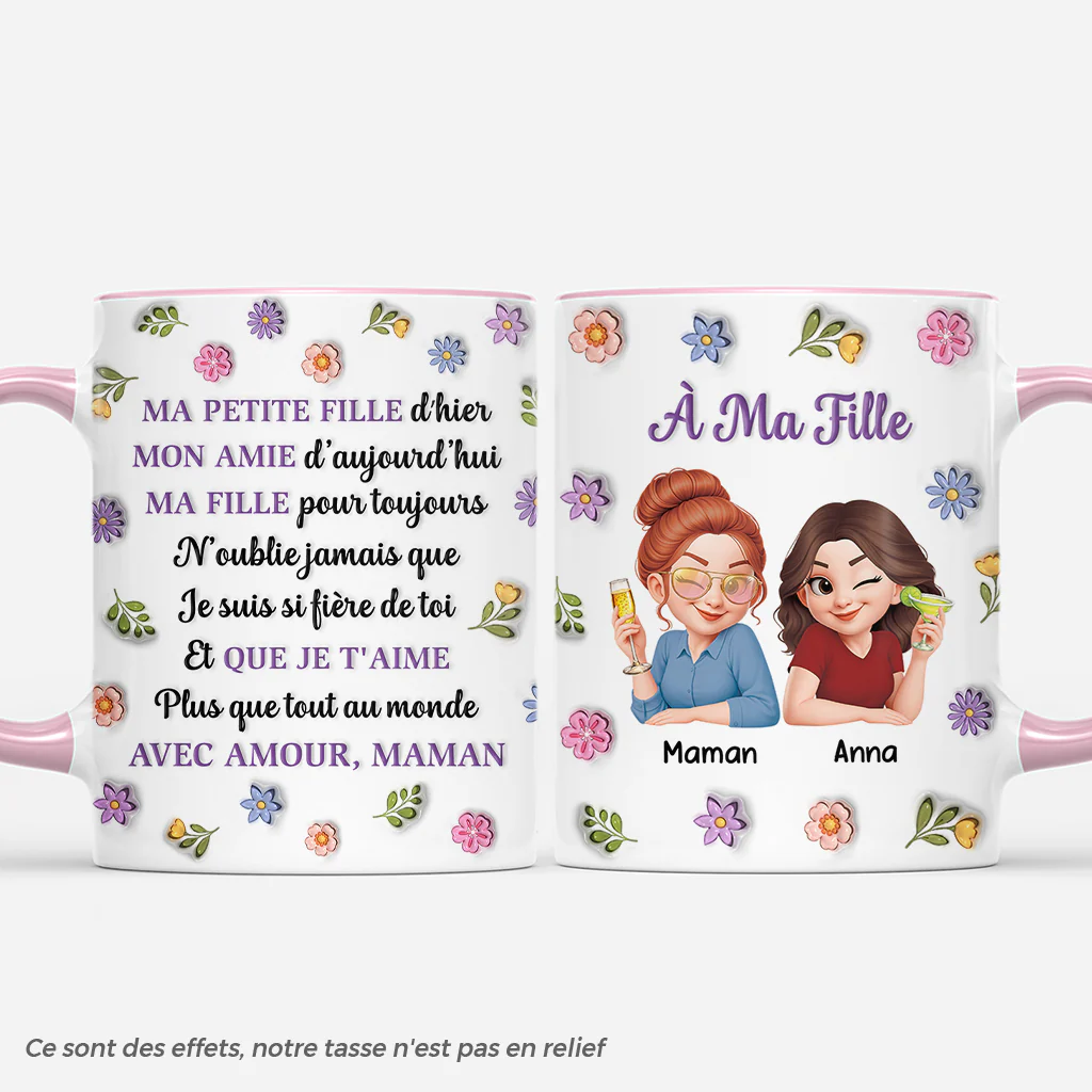 [Effet d'impression 3D] Mug Personnalisé Avec Prénom - Ma Fille Ma Petite-fille