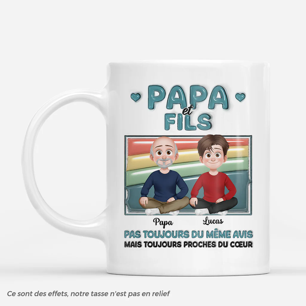 [Effet d'Impression 3D] Mug Personnalisé Avec Prénom - Toujours Proches De Cœur Cadeau Fille Et Fils