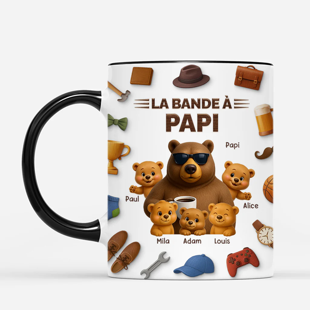 Tasse Personnalisée Papy Effet 3D - Bande De Papa Papy Ours - Image 2