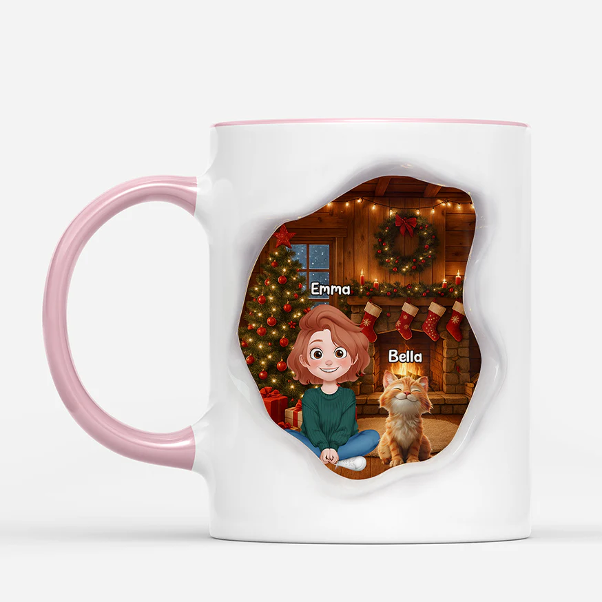 [Effet d'impression 3D] Mug Personnalisé - Célébrer Noël Avec Chat - Image 2