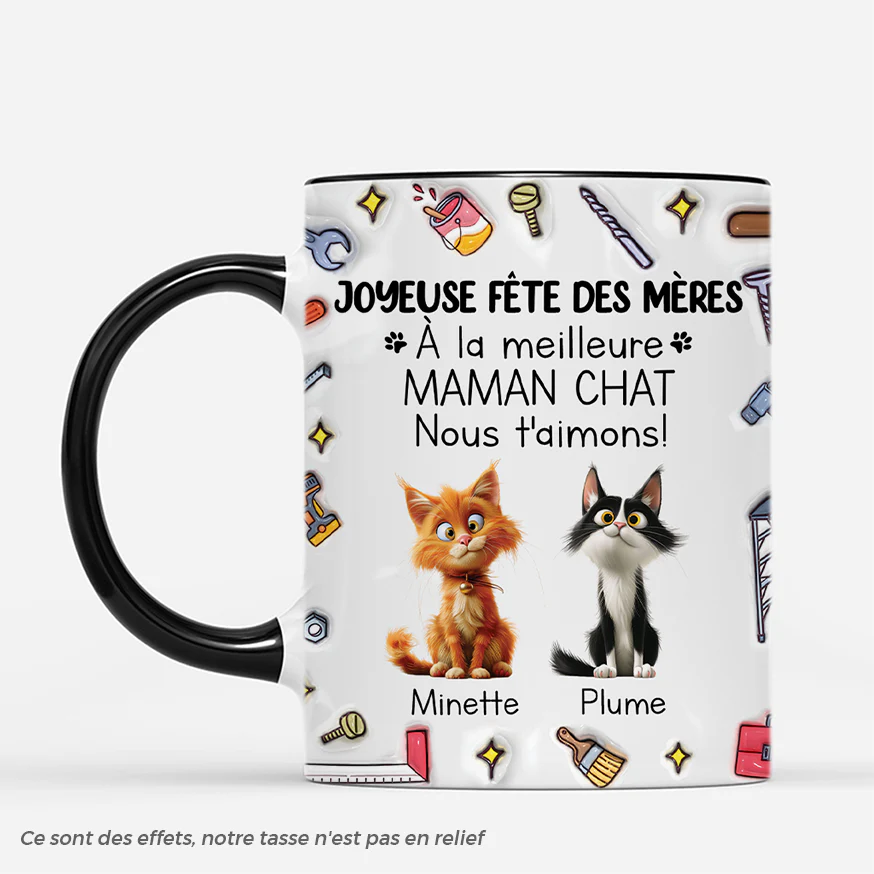 [Effet d'Impression 3D] Mug Personnalisé - Papa chat avec outils - Image 2