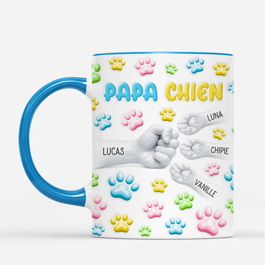 [Effet d'impression 3D] Mug Personnalisé Maman Chat Chien - Patte Et Amour - Image 2