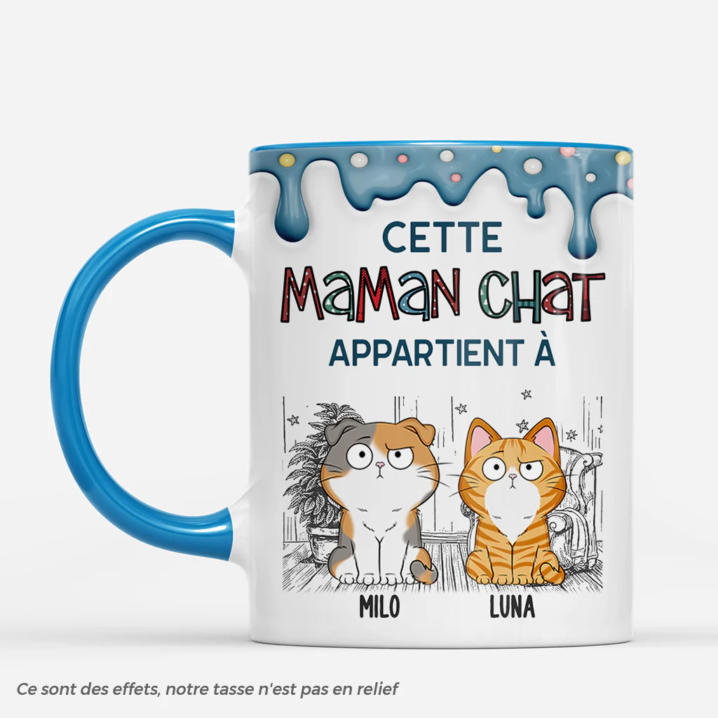 [Effet d'impression 3D] Mug Personnalisé Chat - Papa Chat Maman Chat Appartent À