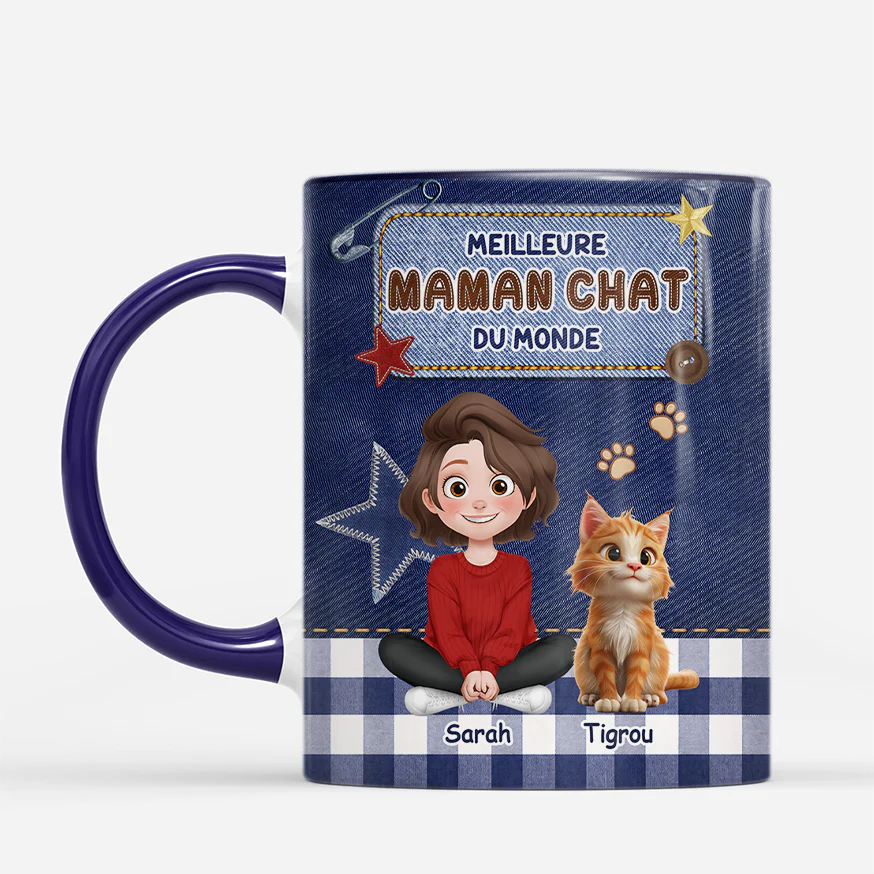 [Effet d'Impression 3D]Tasse Avec Chat Personnalisé Pour Homme - Meilleur Papa Chat - Image 2