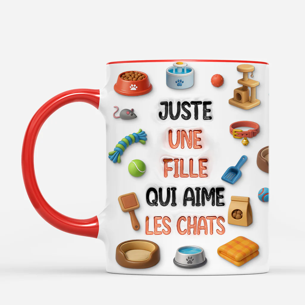 Mug Personnalisé Chat Effet 3D - Un Garçon/Une Fille Qui Aime Le Chat - Image 2