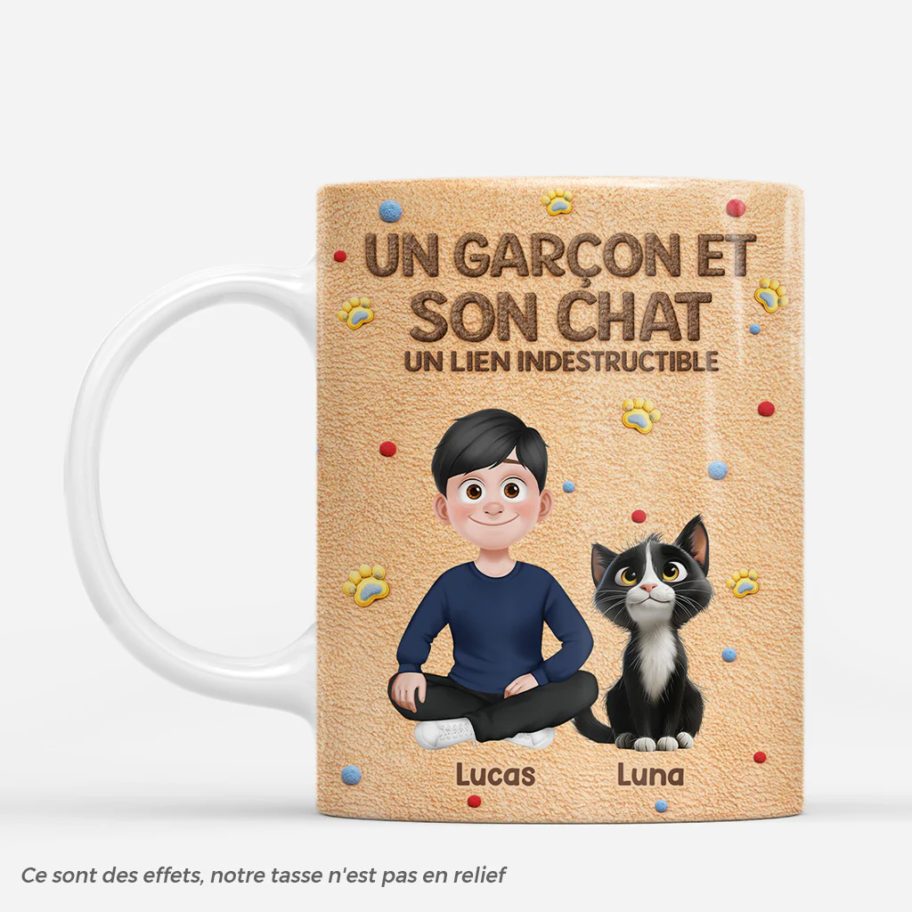[Effet d'impression 3D] Mug Personnalisé Chat - Une Femme Et Son Joli Chat