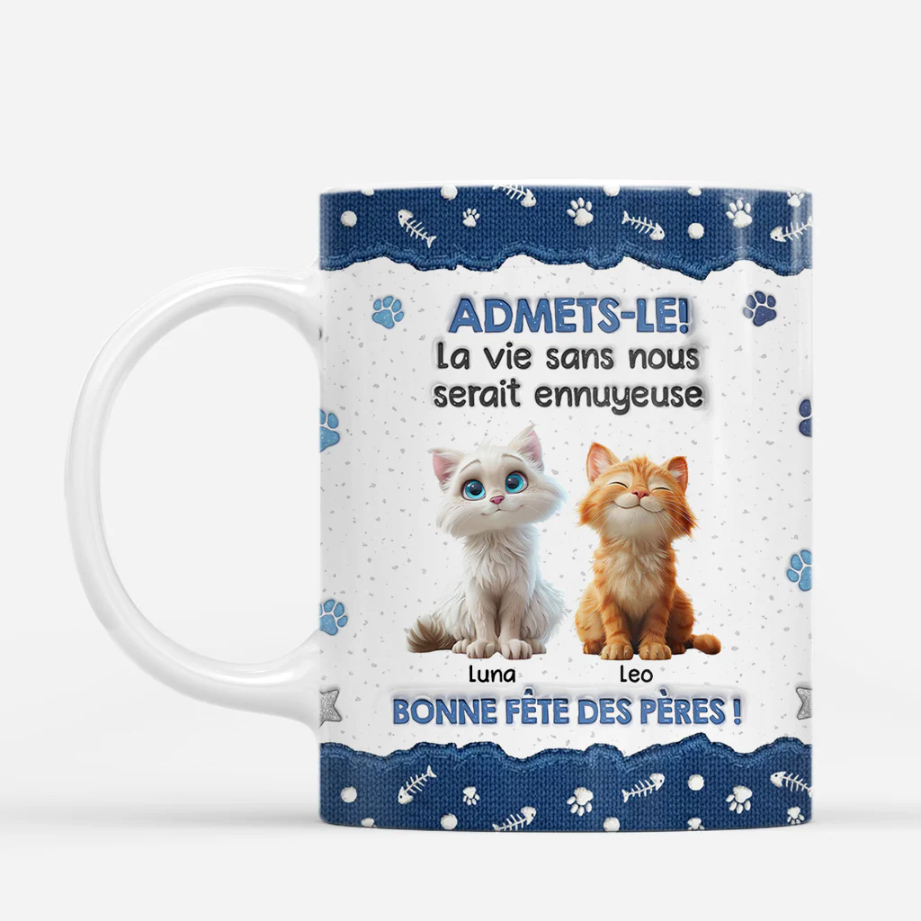 [Effet d'impression 3D] Mug Personnalisé Chat - Vie Avec Chat - Image 2