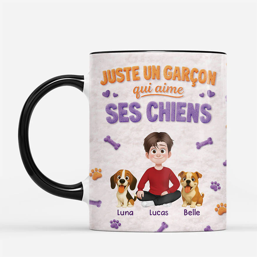 [Effet d'impression 3D] Mug Personnalisé Chien Avec Dessin - Juste Une Fille Et Son Chien - Image 2