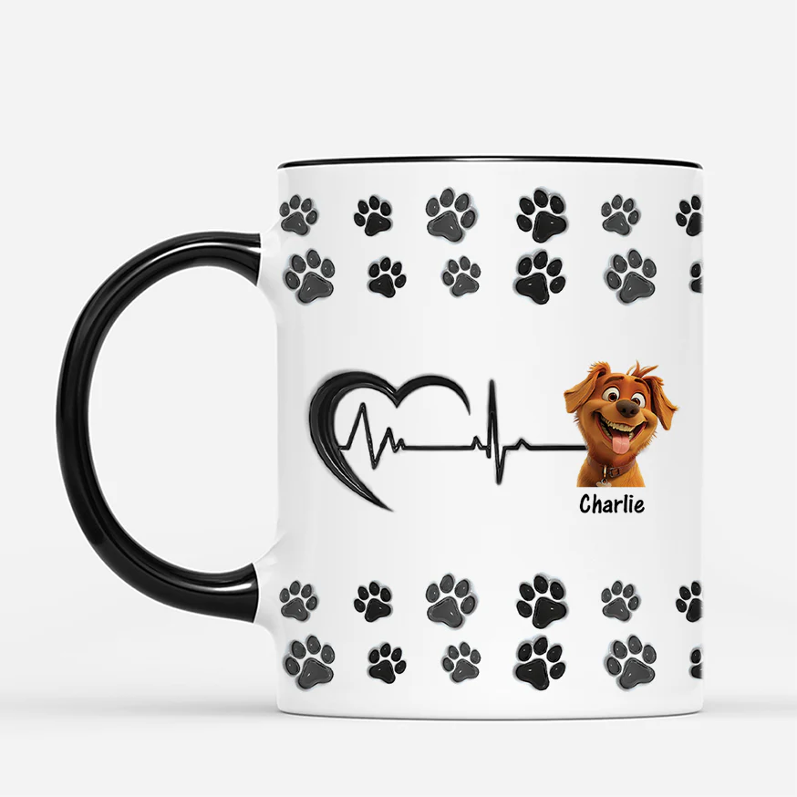 [Effet d'Impression 3D] Mug Chien Personnalisé - Battements de Pattes - Image 2
