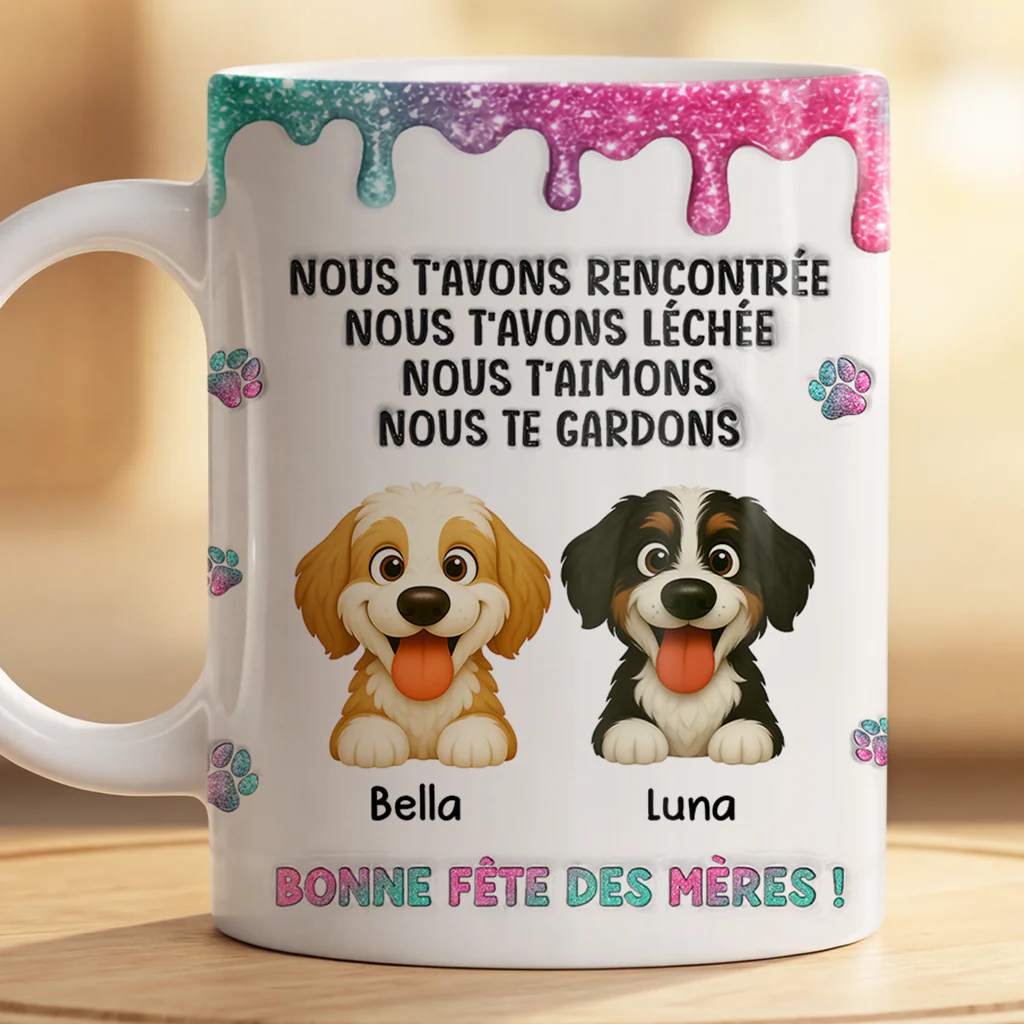 [Effet d'impression 3D] Mug Chien Personnalisé | Bonne Fête Des Mères Fan De Chien - Image 2