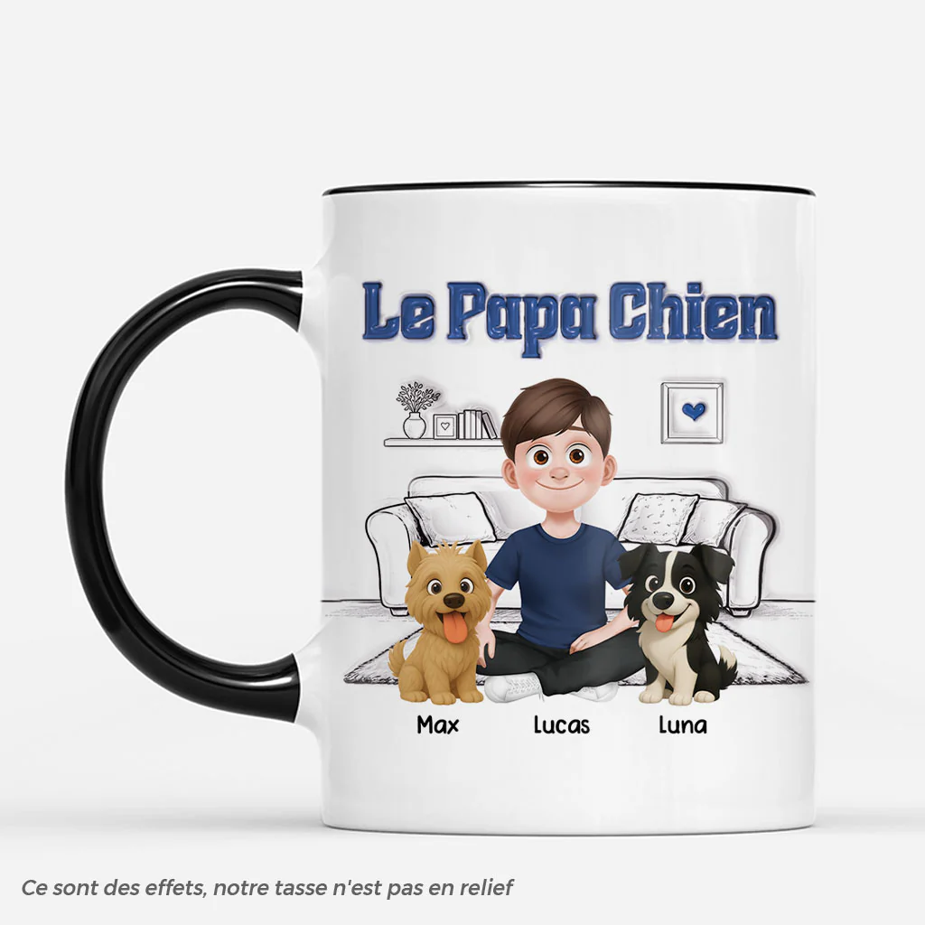 [Effet d'Impression 3D] Mug Personnalisé Chien - Cadeau Famille Et Chien