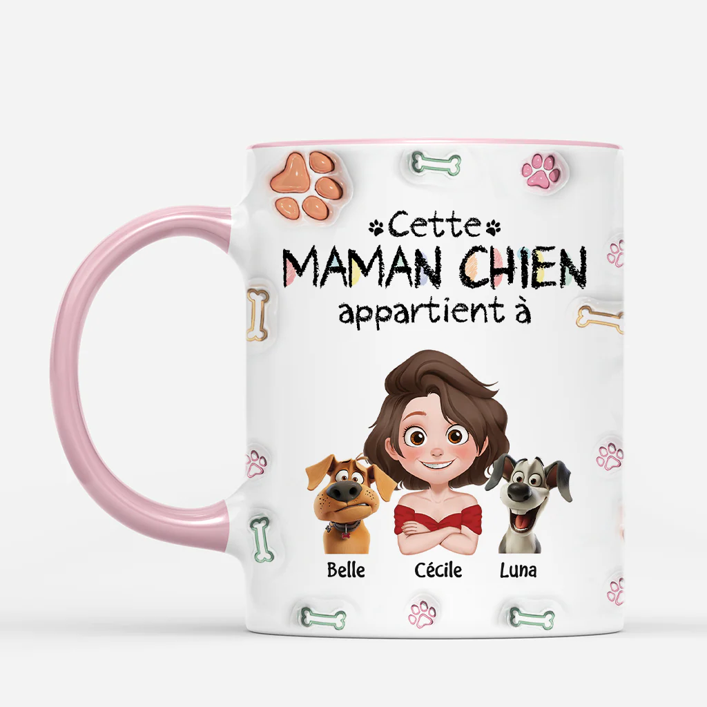 [Effet d'Impression 3D] Mug Personnalisé Papa - Ce Papa Chien Appartient À Design Cartoon - Image 2