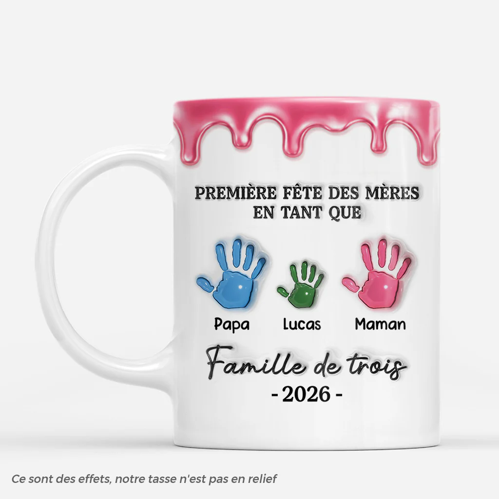 [Effet d'impression 3D] Mug Personnalisé Chien Chat Pour Maman Papa - Première Fête Des Mères