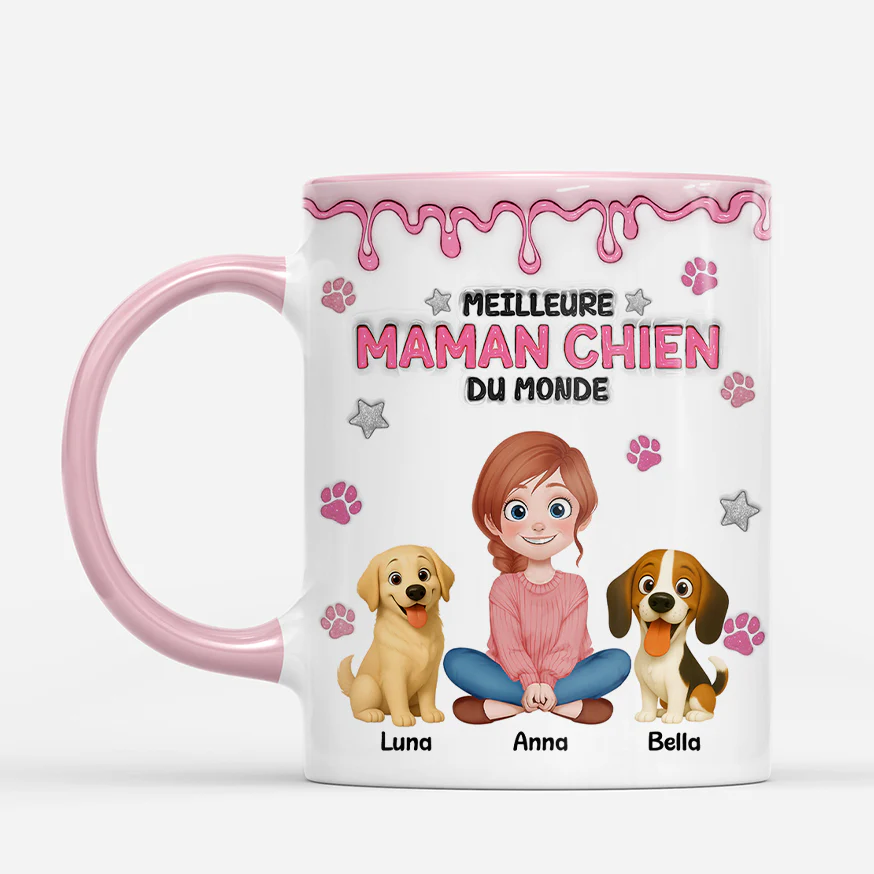 [Effet d'impression 3D] Mug Personnalisé Chien Dessin - Meilleur Papa Chien - Image 2