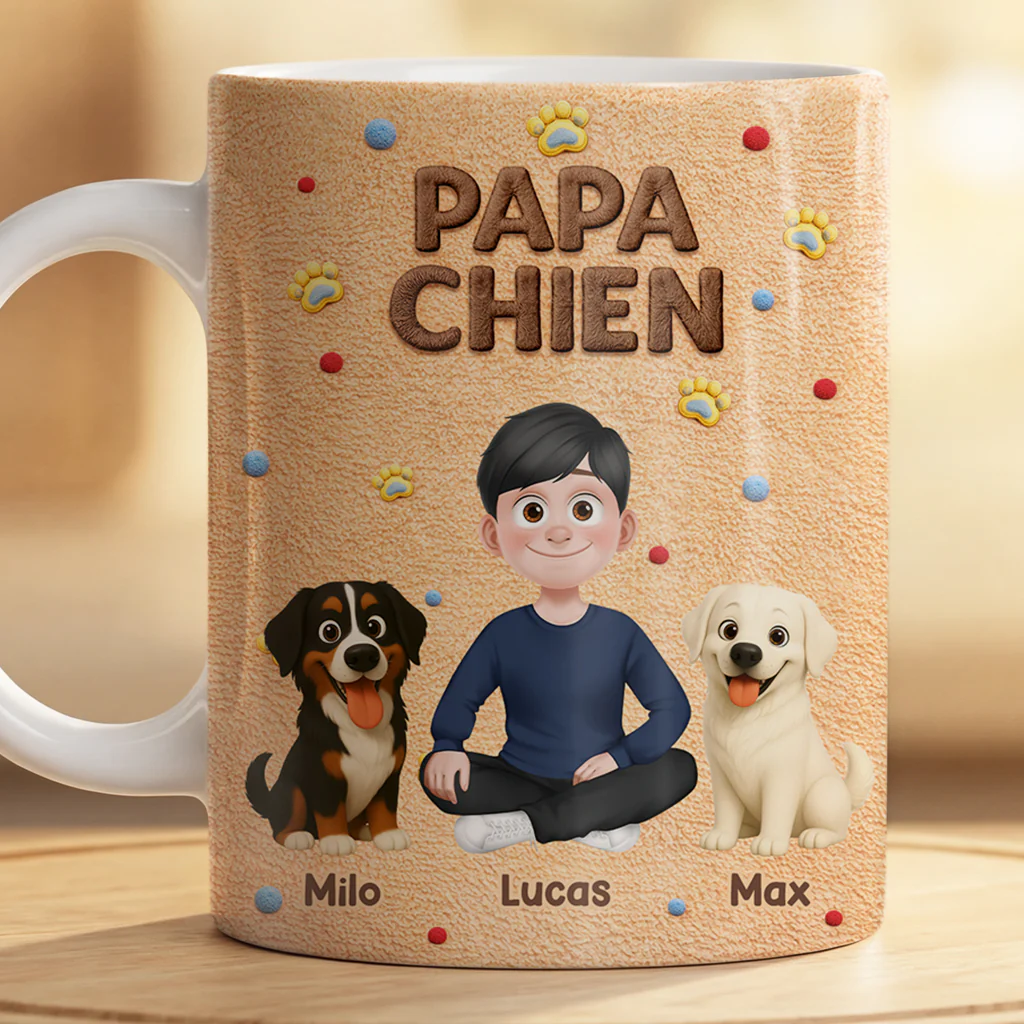 [Effet d'impression 3D] Mug Personnalisé Chien - Maman Chien Avec Patte - Image 2
