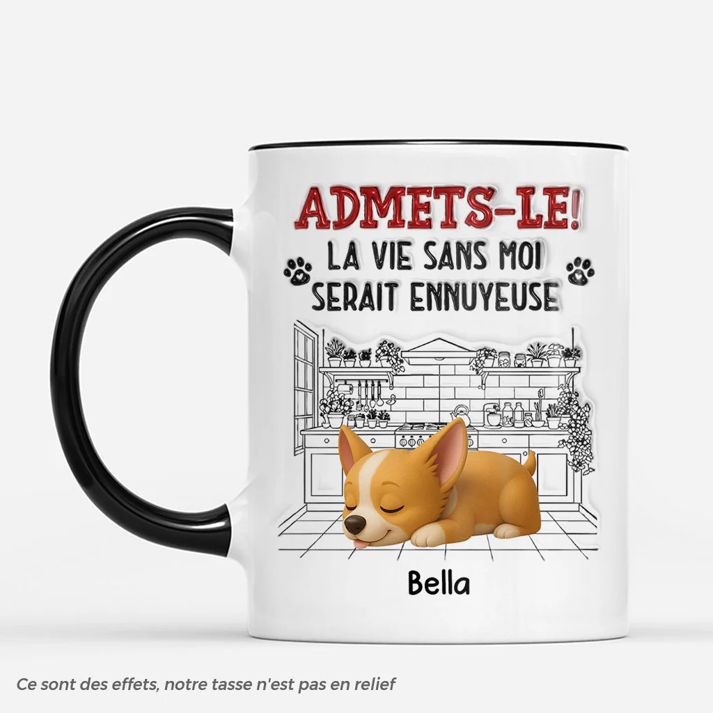 [Effet d'Impression 3D] Mug Personnalisé Chien - Meilleure Vie Cadeau Avec Chien