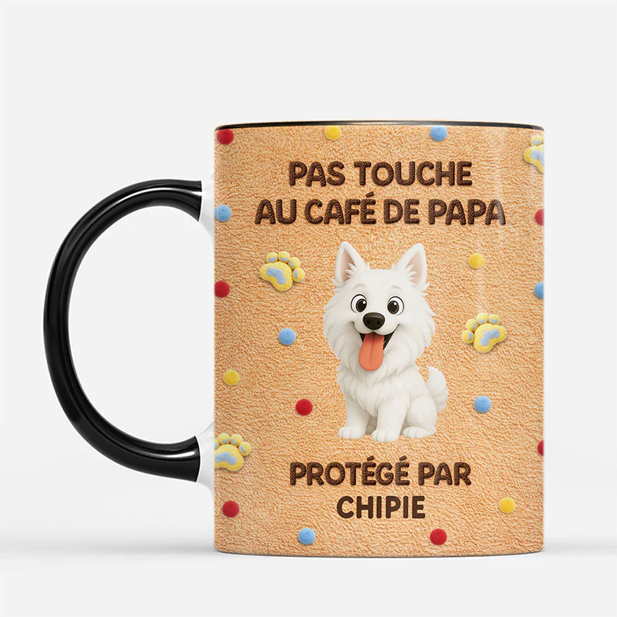 [Effet d'impression 3D] Mug Personnalisé Maman Chien - Pas Touche Au Café De Maman - Image 2