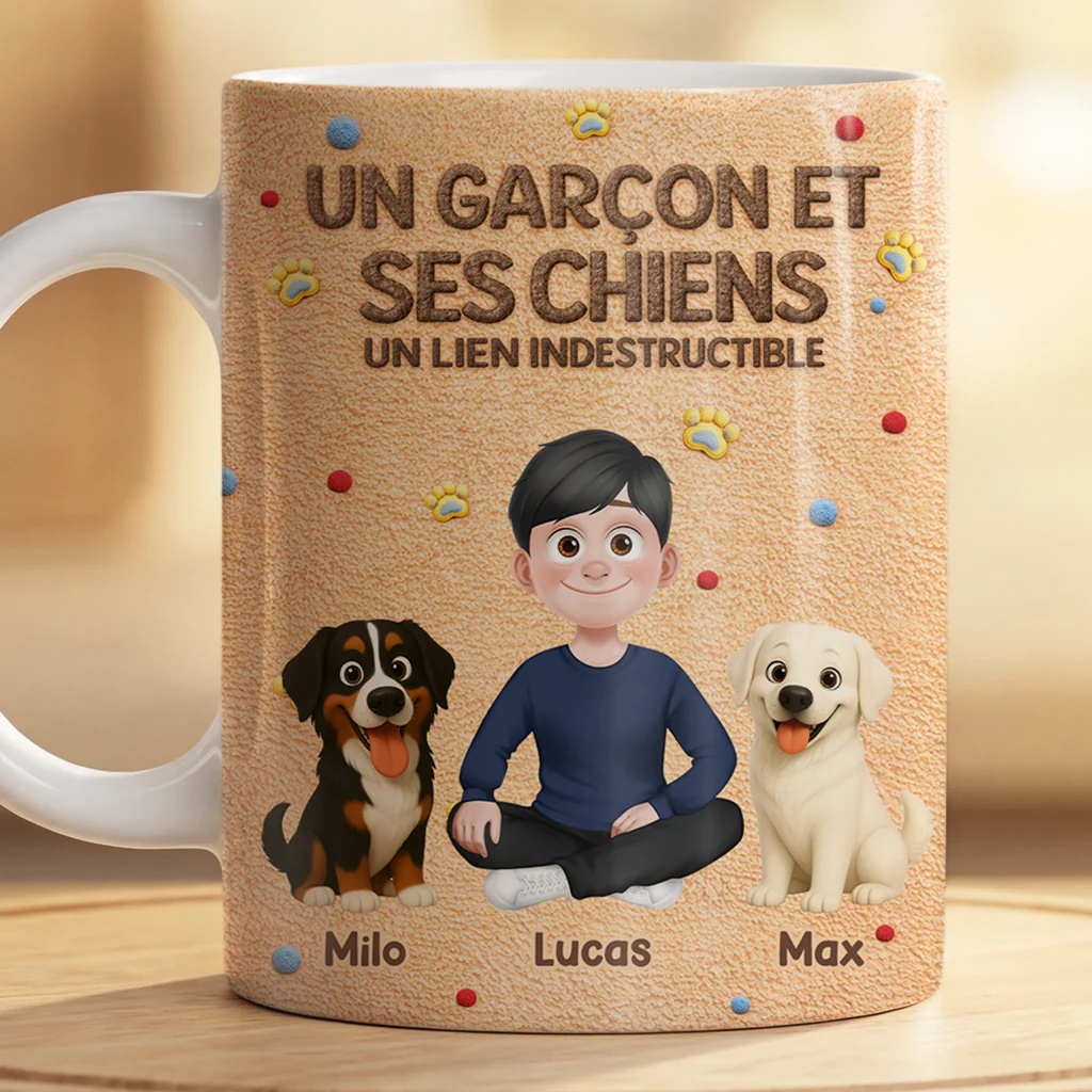 [Effet d'impression 3D] Mug Personnalisé Chien - Une Femme Et Son Joli Chien - Image 2