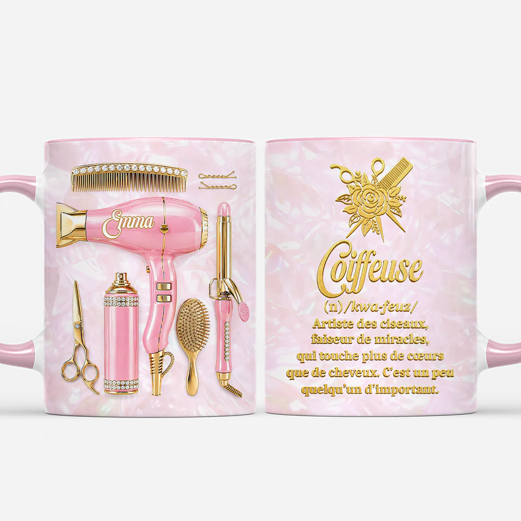 [Effet d'impression 3D] Mug Personnalisé Coiffeuse Avec Prénom - Meilleure Coiffeuse