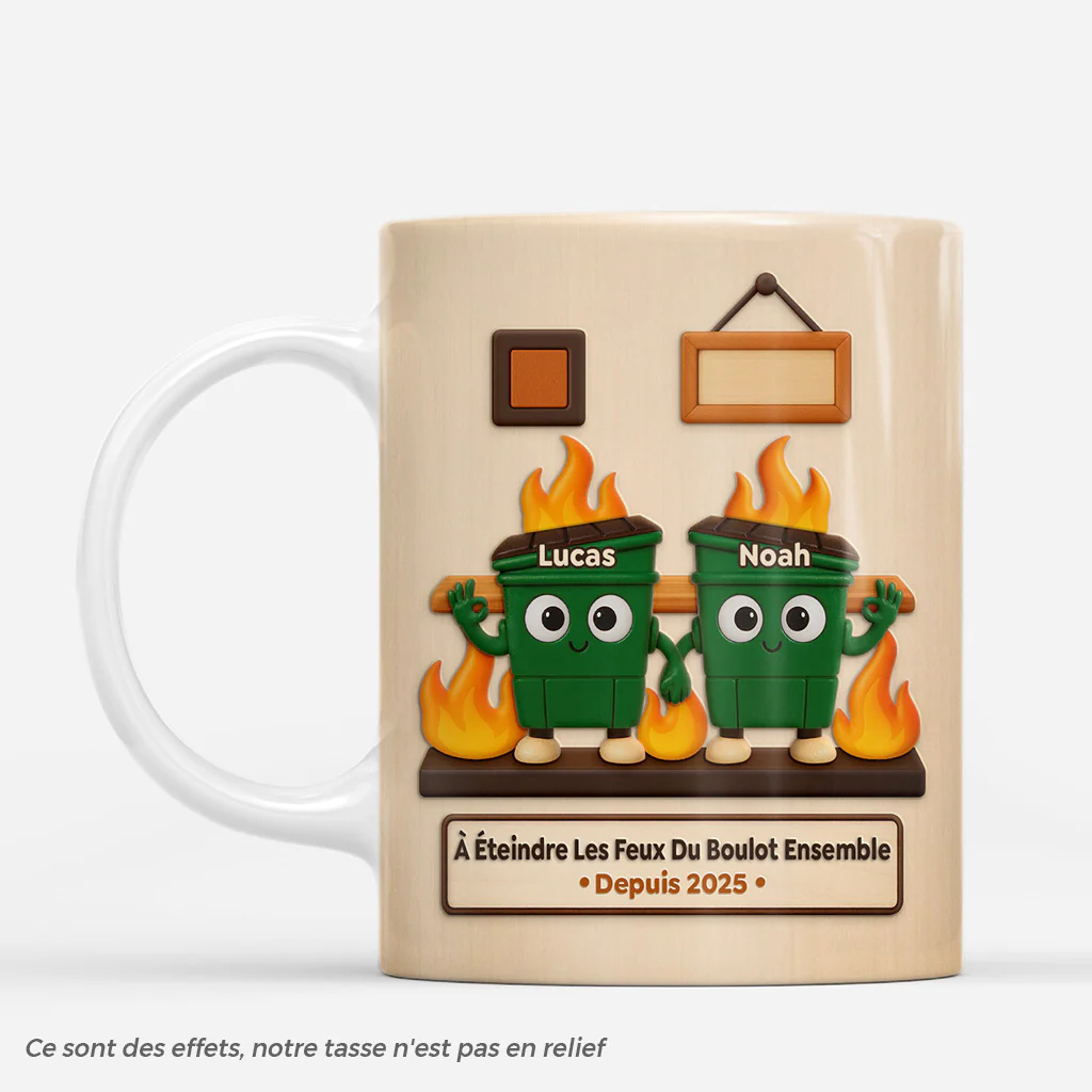 Mug Personnalisé Collègue Drôle 3D - Éteindre Les Feux Du Boulot Ensemble