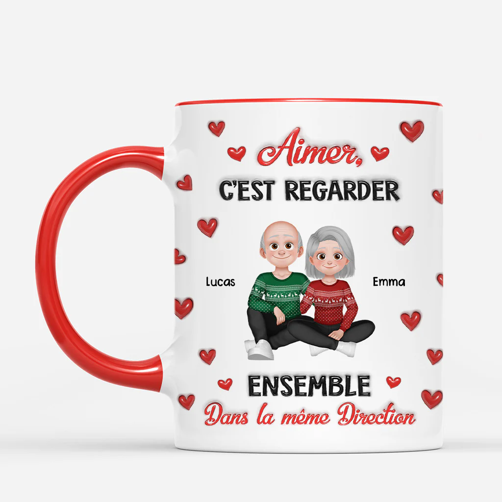 [Effet d'impression 3D] Mug Personnalisé Couple - Aimer C’est Regarder Ensemble - Image 2